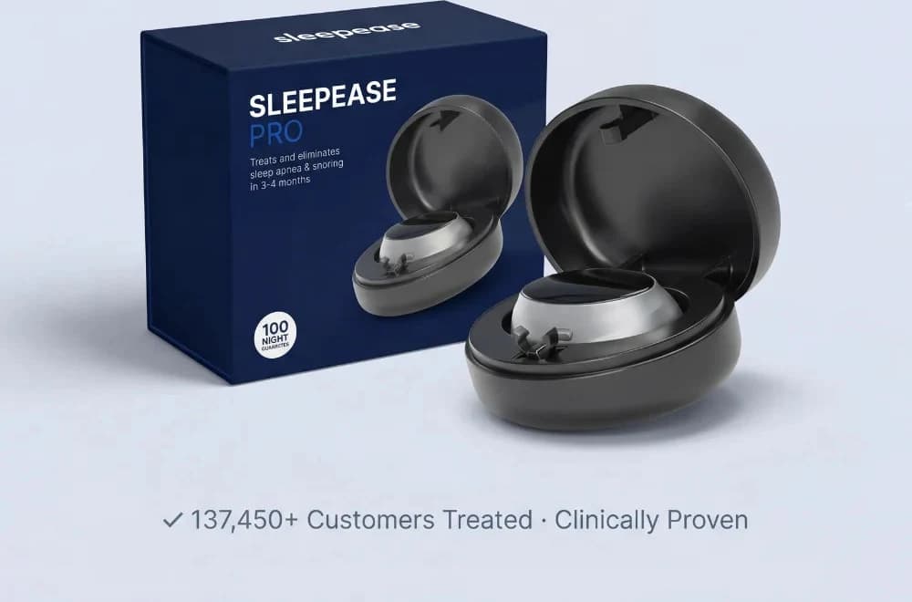 SleepEase Pro device with its charging case